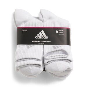 AGRON White Women's 6pk Cushioned Crew Socks